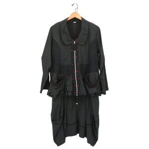 ADC Lagenlook Art to Wear Mixed Media 2 Pc Lantern Dress Jacket Set Black 12 14